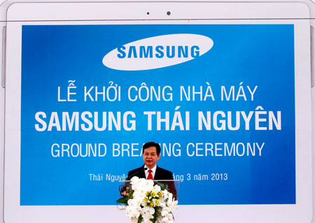 Thủ tướng Nguyễn Tấn Dũng phát biểu tại Lễ khởi công dự án Samsung Thái Nguyên.