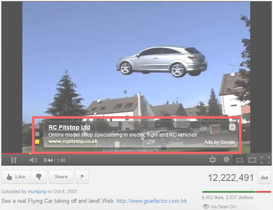 Vị trí hiển thị quảng cáo Google AdWords trong Youtube